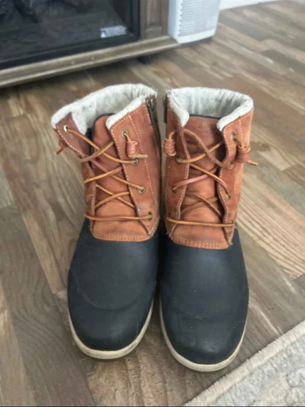 Sperry Two-Tone Black and Brown Winter Rain Boots